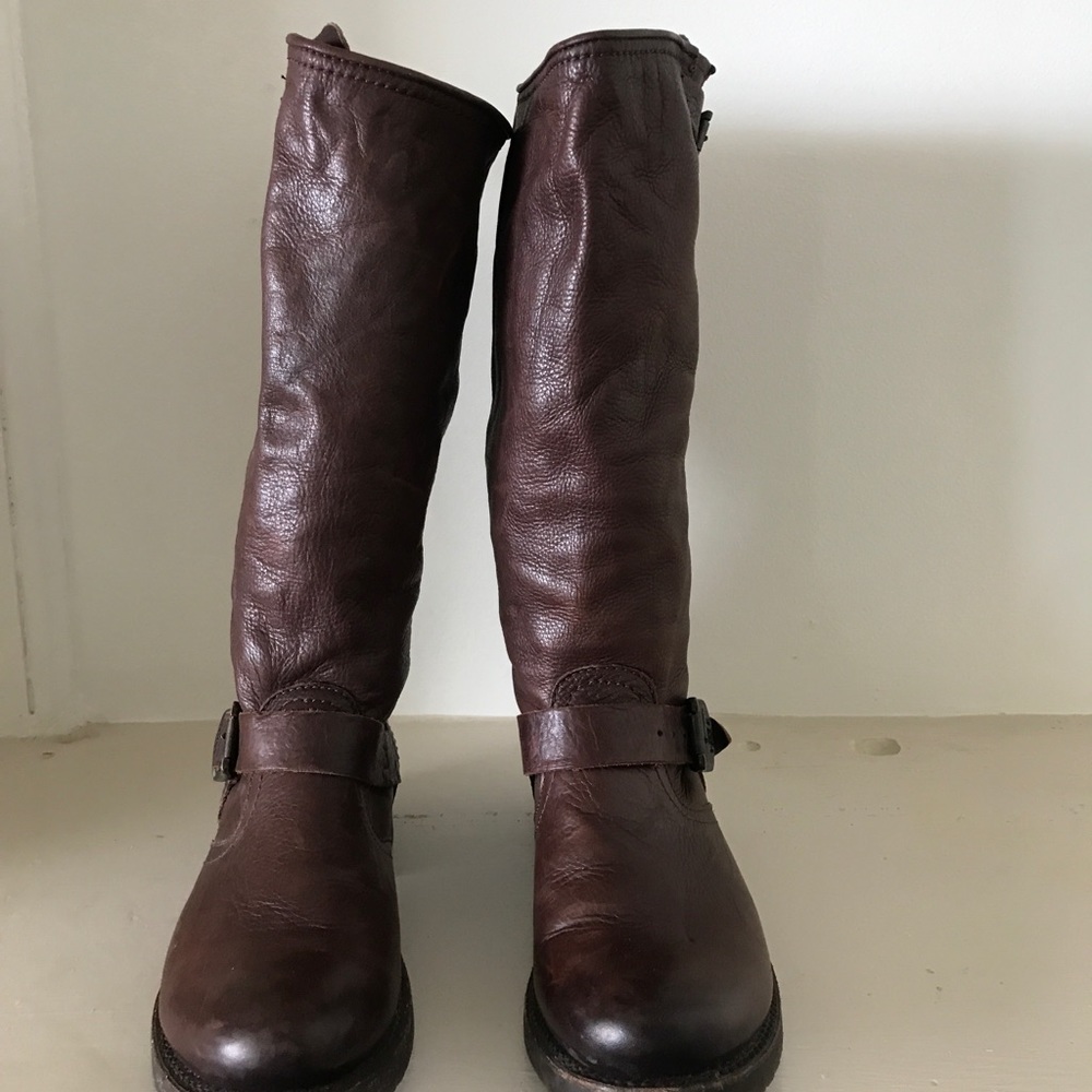 Frye Dark Brown Leather Slouch Tall Boot